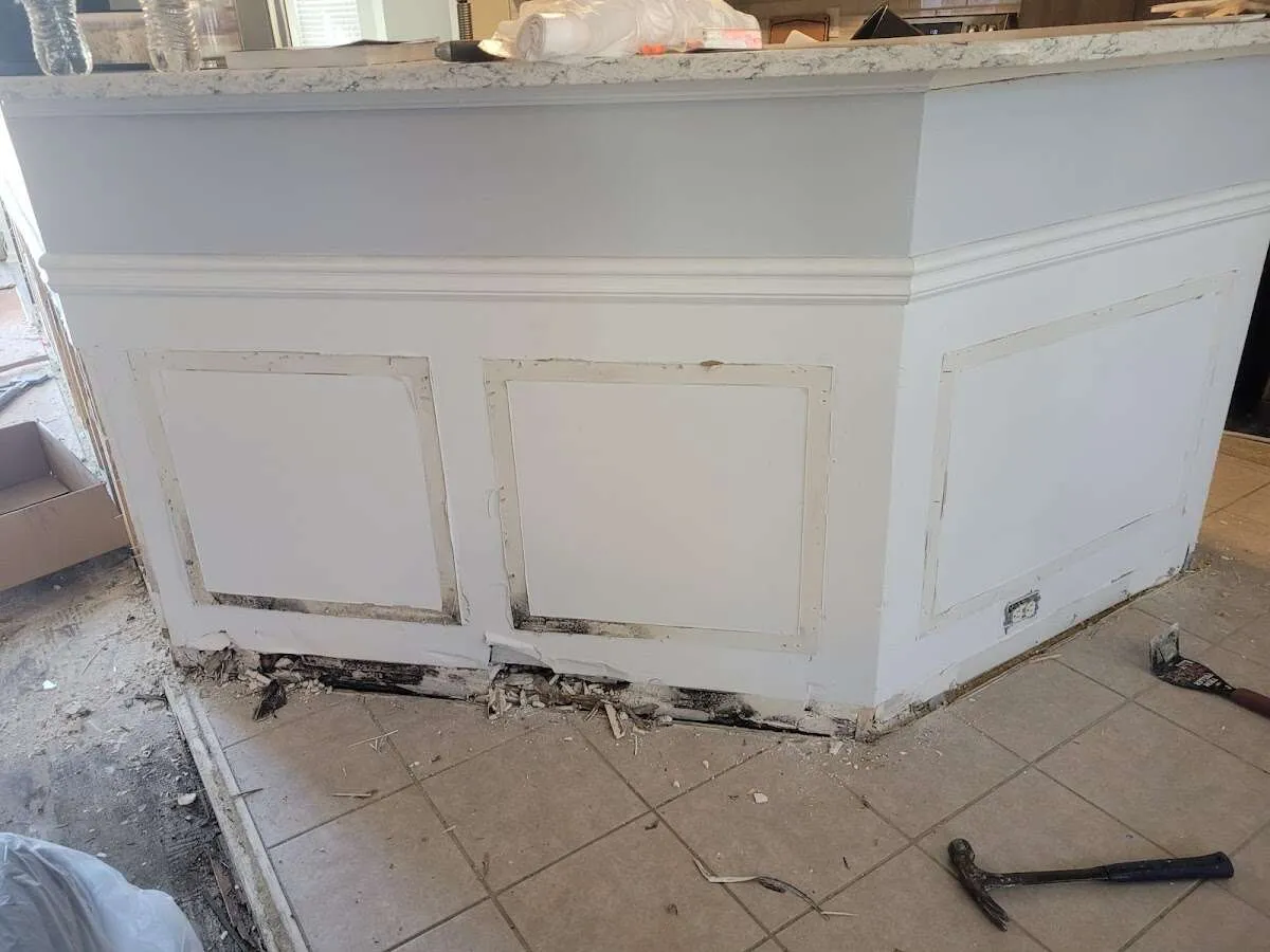 Water damage and mold on kitchen during Storm Damage Restoration in Villa Hills